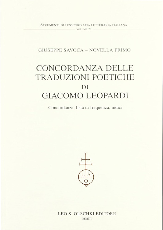 9788822252630-Concordanza delle traduzioni poetiche di Giacomo Leopardi.