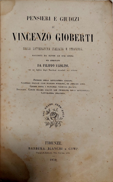 Pensieri e giudizi sulla letteratura italiana e straniera.