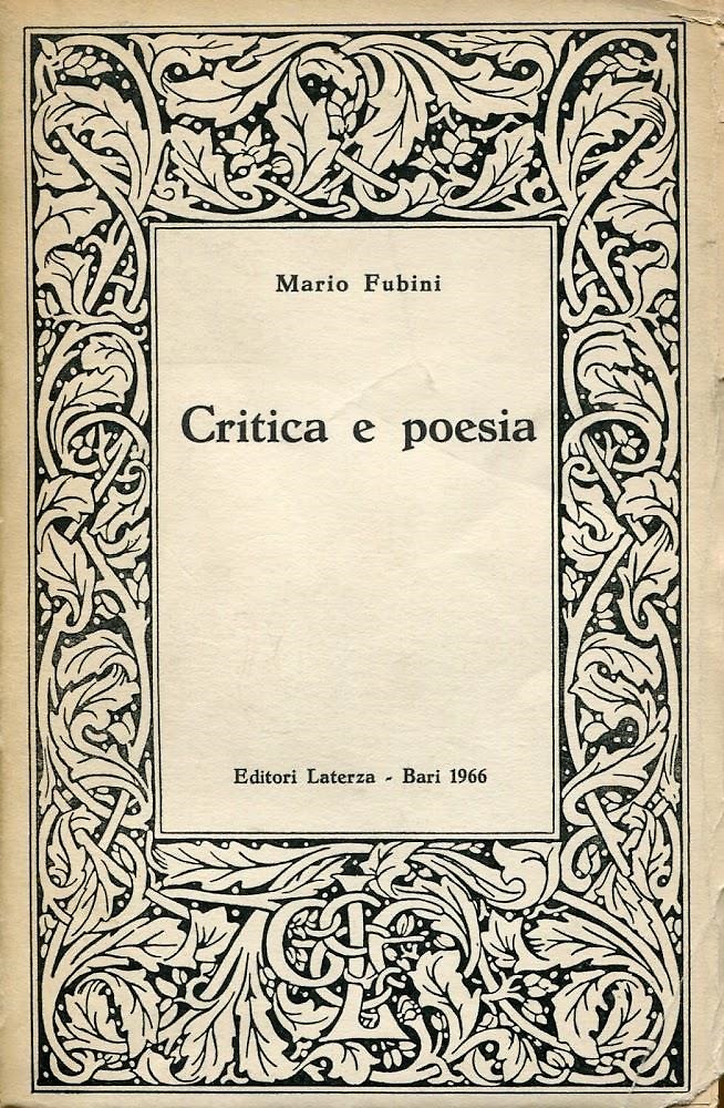 Critica e Poesia. Saggi e discorsi di teoria letteraria.