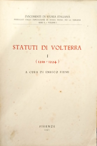 9788822211590-Statuti di Volterra vol.I:1210-1224.