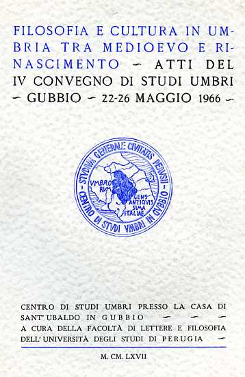 Filosofia e cultura in Umbria tra Medioevo e Rinascimento.