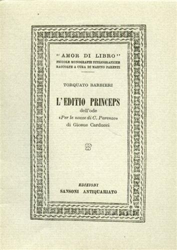 L'Editio princeps dell'ode 