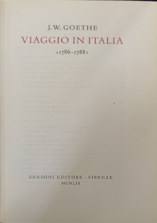 Viaggio in Italia 1786- 1788.