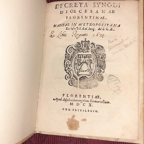 Decreta Synodi Dioecesanae Florentinae.