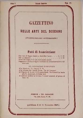 Il Gazzettino delle Arti del Disegno di Diego Martelli. Anno I, n.1-41 (26 genna