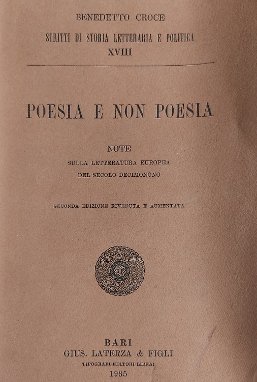 Poesia e non poesia. Note sulla letteratura europea del secolo decimonono.
