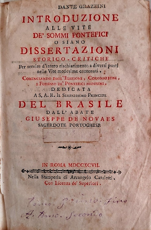 Introduzione alle vite de' sommi pontefici o siano dissertazioni storico-critich