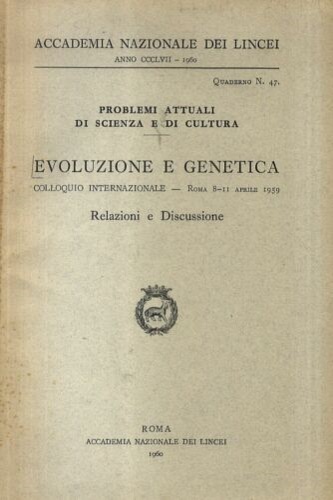 9788821805684-Evoluzione e genetica. Relazioni e Discussione.