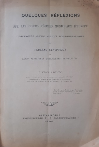 Quelques Réflexions sur les divers regimes municipaux d'Europe compares avec cel
