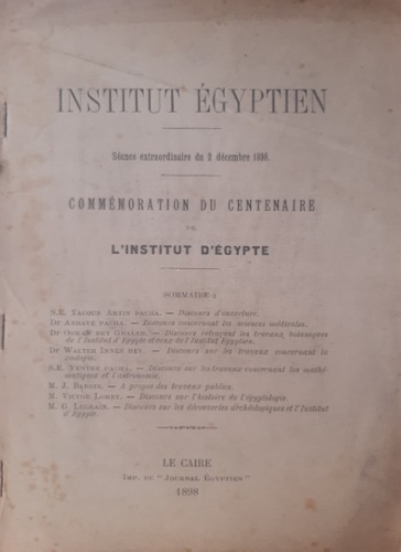 Commemoration du Centenaire de l'Institut D'Egypte.