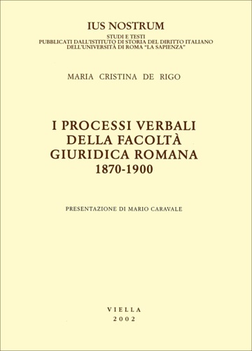 9788883340659-I processi verbali della Facoltà giuridica romana 1870-1900.