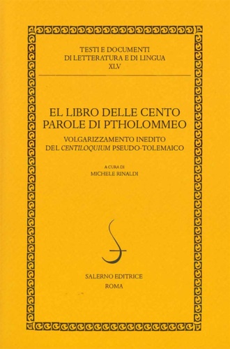 9788869736018-El libro delle cento parole di Ptholommeo. Volgarizzamento inedito del Centiloqu
