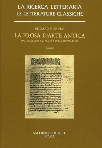 La prosa d'arte antica. Dal VI secolo a.C.all'età della Rinascenza. SCOMPLETO SO