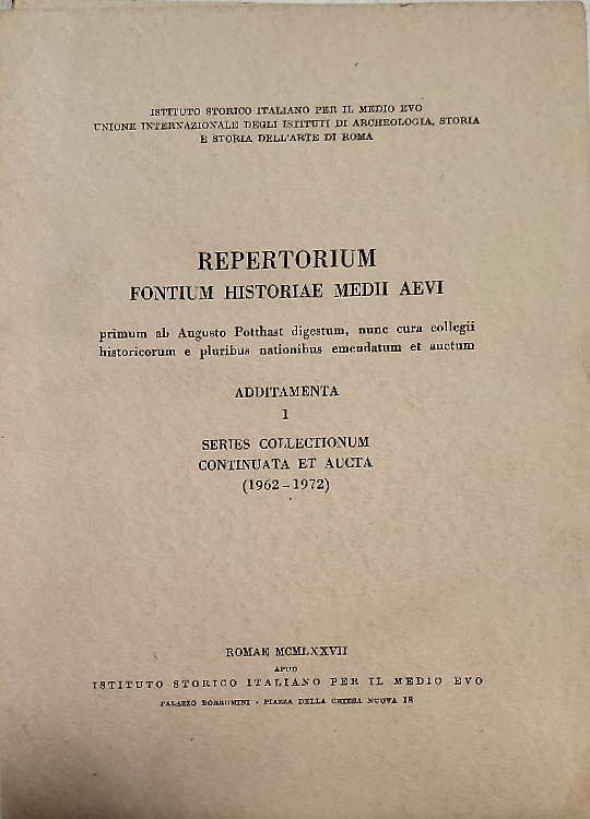 Repertorium fontium historiae Medii Aevi primum ab Augusto Potthast digestum, nu