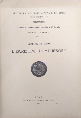 L'iscrizione di Duenos.