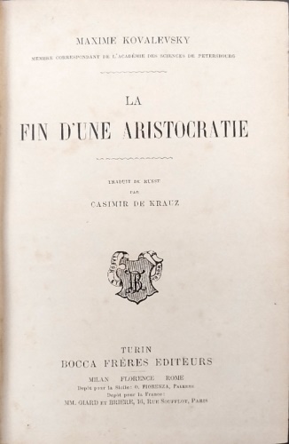 La fin d'une aristocratie.