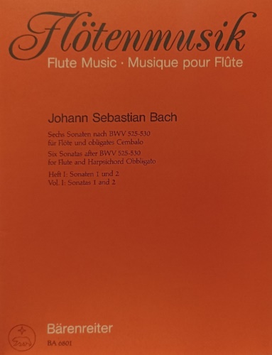 9790006482726-Flute Music. Six Sonatas after BWV 525-530. for Flute and Harpsicord Obbligato.