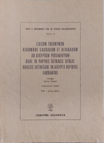 Lexicon Theonymon rerumque sacrarum et divinarum ad Aegyptum pertinentum quae in