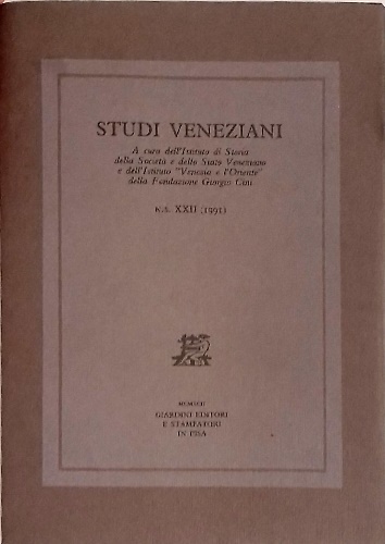 Studi Veneziani.  volume XXII. Nuova Serie.