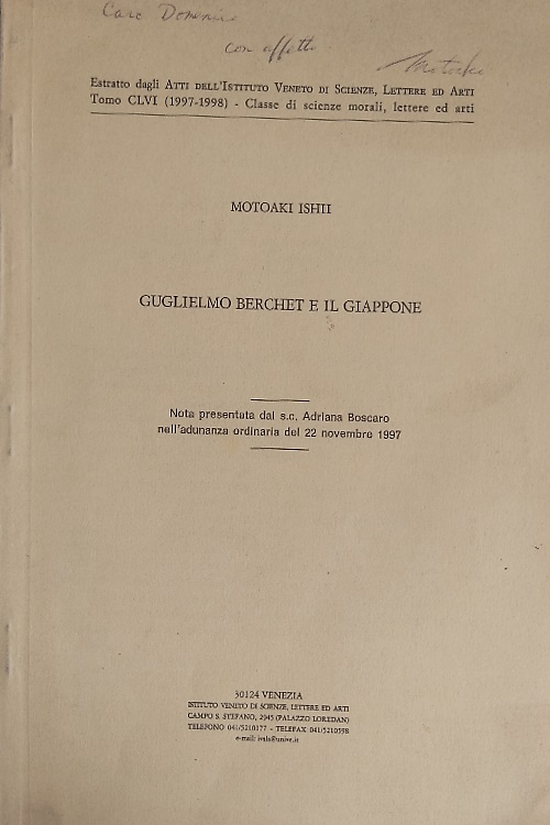 Guglielmo Berchet e il Giappone.