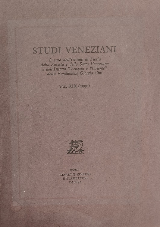 Studi Veneziani. Volume XIX. Nuova Serie.