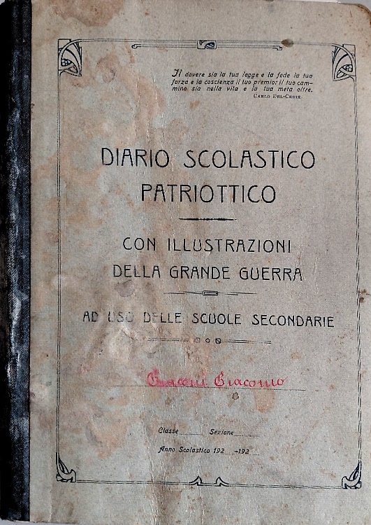 Diario scolastico patriottico con illustrazioni della Grande Guerra.