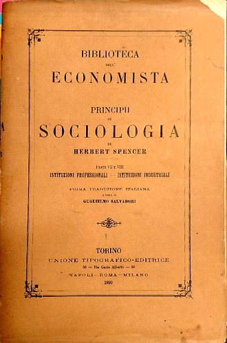 Principi di sociologia. Istituzioni professionali, istituzioni industriali.