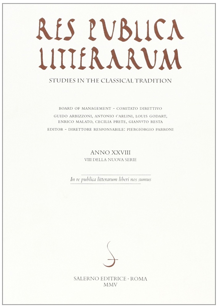 9788884025494-Res publica litterarum. Studies in the classical tradition. Vol. 28.