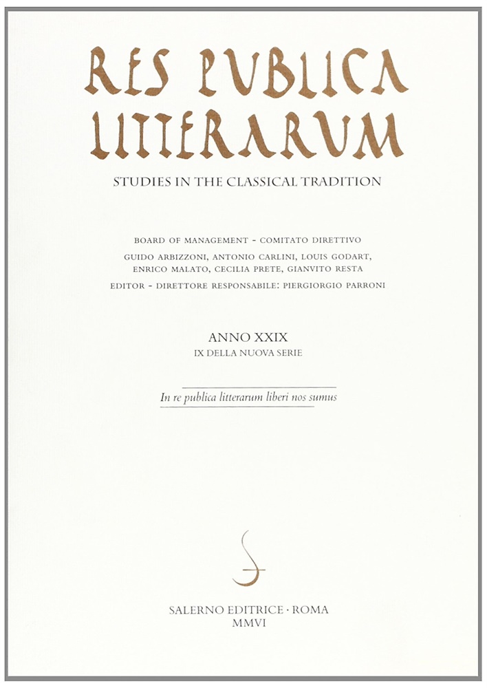 9788884025852-Res publica litterarum. Studies in the classical tradition. Vol. 29.