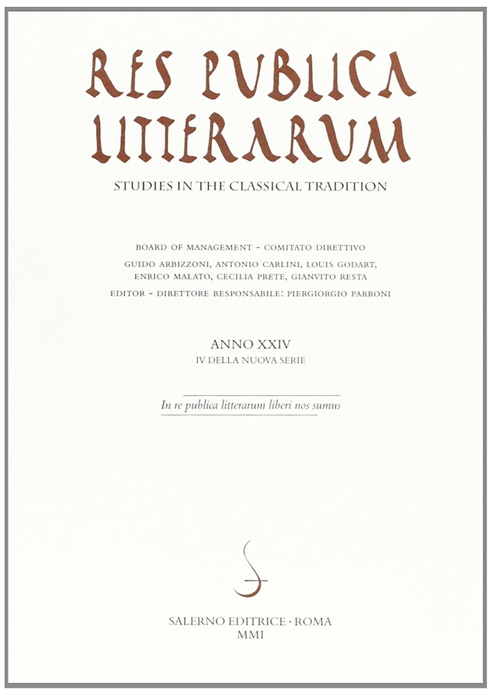 9788884023735-Res publica litterarum. Studies in the classical tradition. Vol. 24.