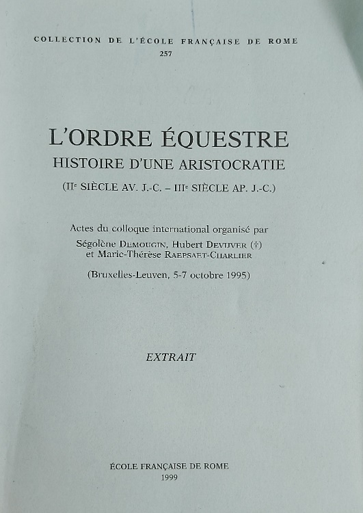 Les Sacerdoces publics équestres. Extrait.