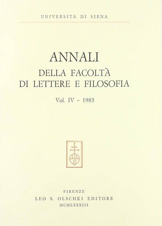 9788822231611-Annali della Facoltà di Lettere e Filosofia dell'Università di Siena. Volume 4 -