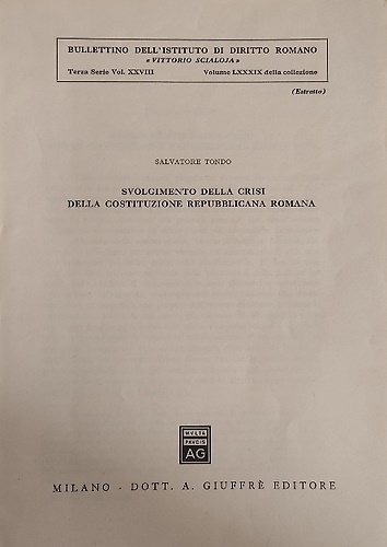 Svolgimento della crisi della Costituzione repubblicana romana.
