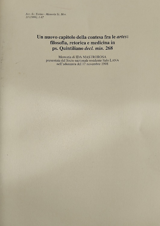 Un nuovo capitolo della contesa fra le artes: filosofia, retorica e medicina in