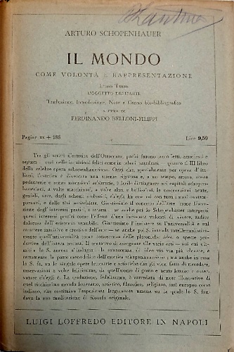 Il mondo come volontà e rppresentazione. Libro III: L'oggetto dell'arte.