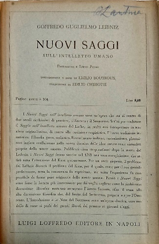 Nuovi saggi. Prefazione e Libro Primo.