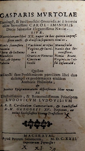 Elegantissimae neniae. Siue, Nutriciarum libri XX. nuper in hac quinta impressio