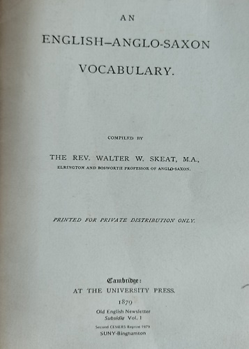 An English-Anglo-Saxon Vocabulary.