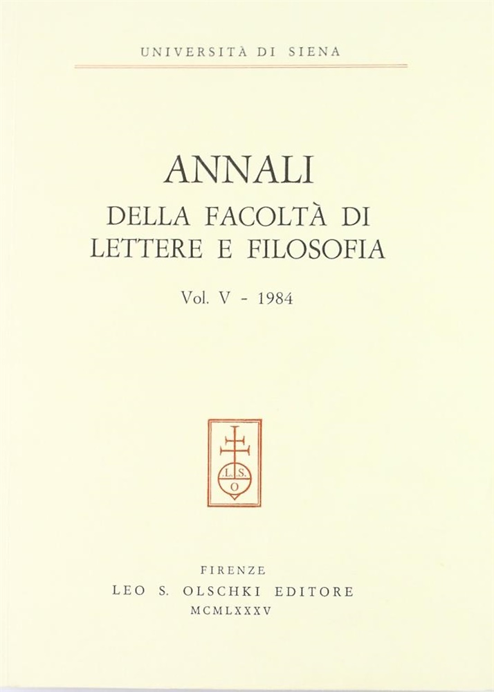 9788822233134-Annali della Facoltà di Lettere e Filosofia dell'Università di Siena. Volume V -