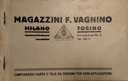 Magazzini F. Vagnino. Campionario carte e tele da disegno per ogni applicazione.