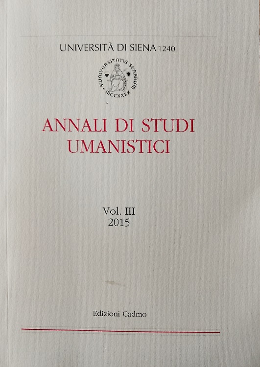 9788879234399-Annali di Studi Umanistici dell'Università di Siena, Volume III 2015