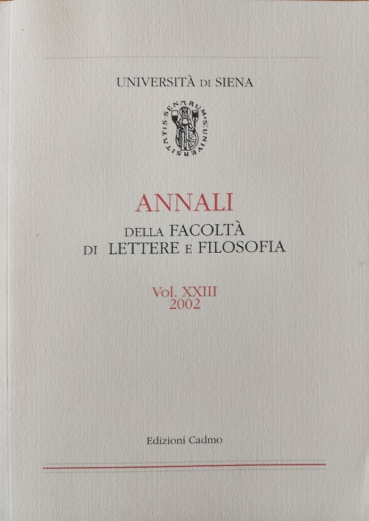 Annali della Facoltà di Lettere e Filosofia dell'Università di Siena, Volume XXI