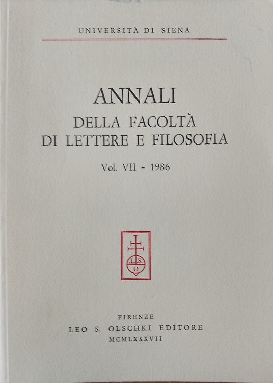 Annali della Facoltà di Lettere e Filosofia dell'Università di Siena. Volume VII
