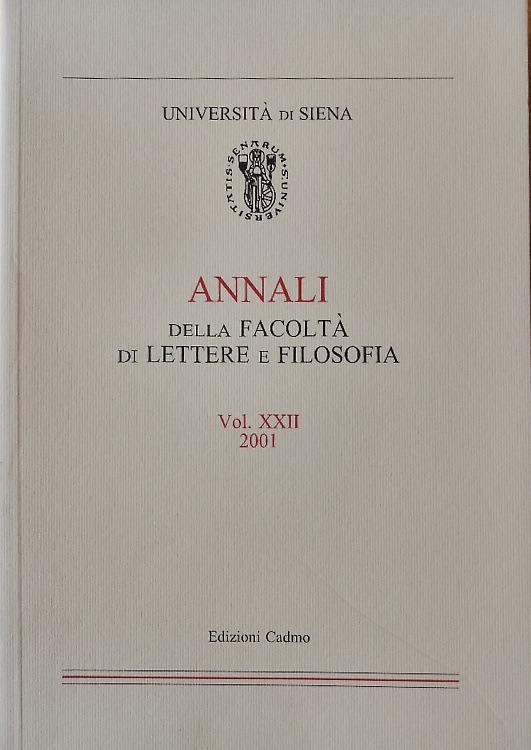 Annali della Facoltà di Lettere e Filosofia dell'Università di Siena, Vol. XXII