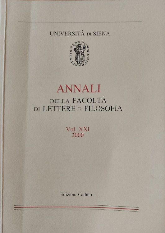Annali della Facoltà di Lettere e Filosofia dell'Università di Siena, Vol. XXI 2
