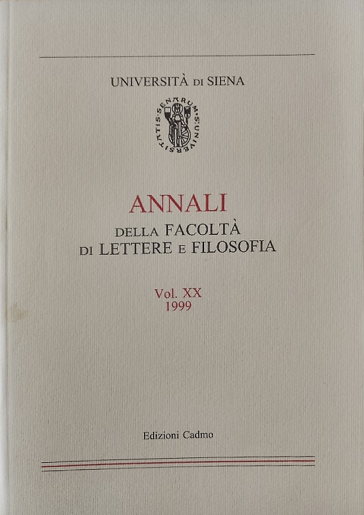 Annali della Facoltà di Lettere e Filosofia dell'Università di Siena, Vol. XX 19