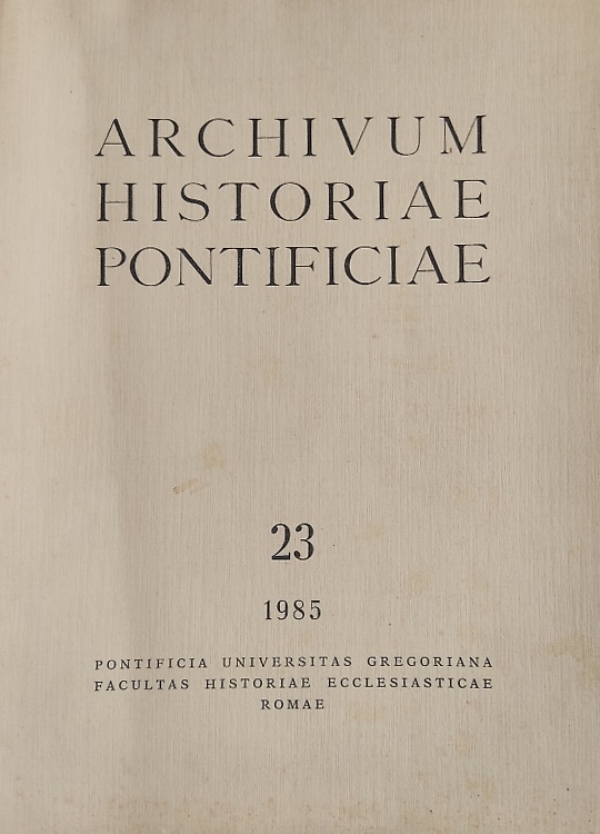 Archivum Historiae Pontificiae. Volume 23.