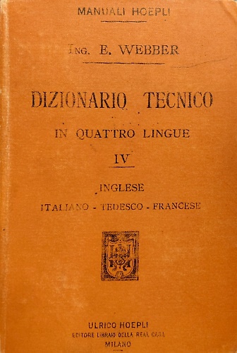 Dizionario tecnico in quattro lingue.