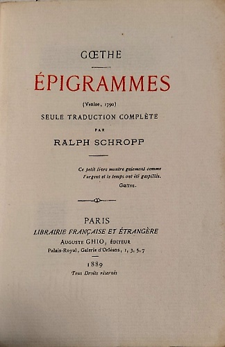 Épigrammes (Venise, 1790).