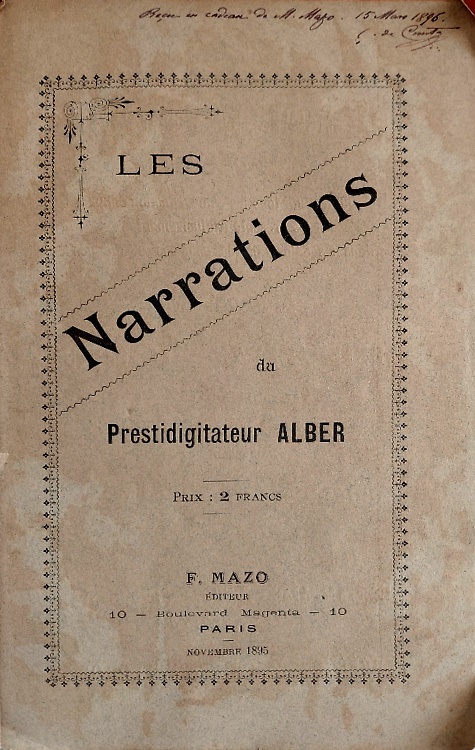 Les narrations du prestidigitateur Alber.